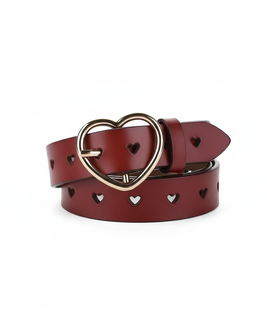 Crimson Charm Leather Belt