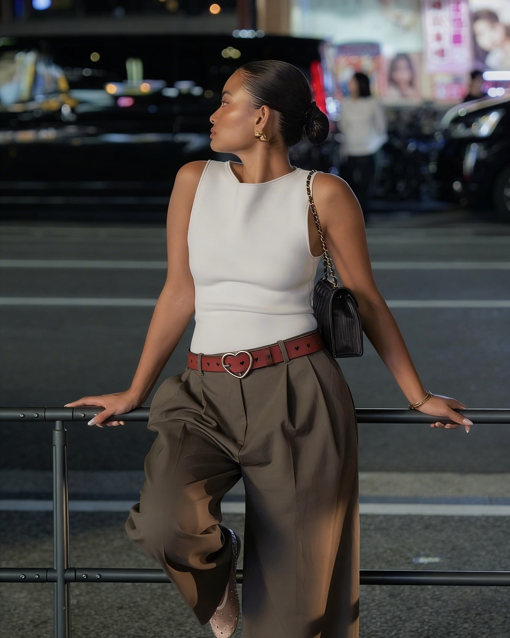 Crimson Charm Leather Belt