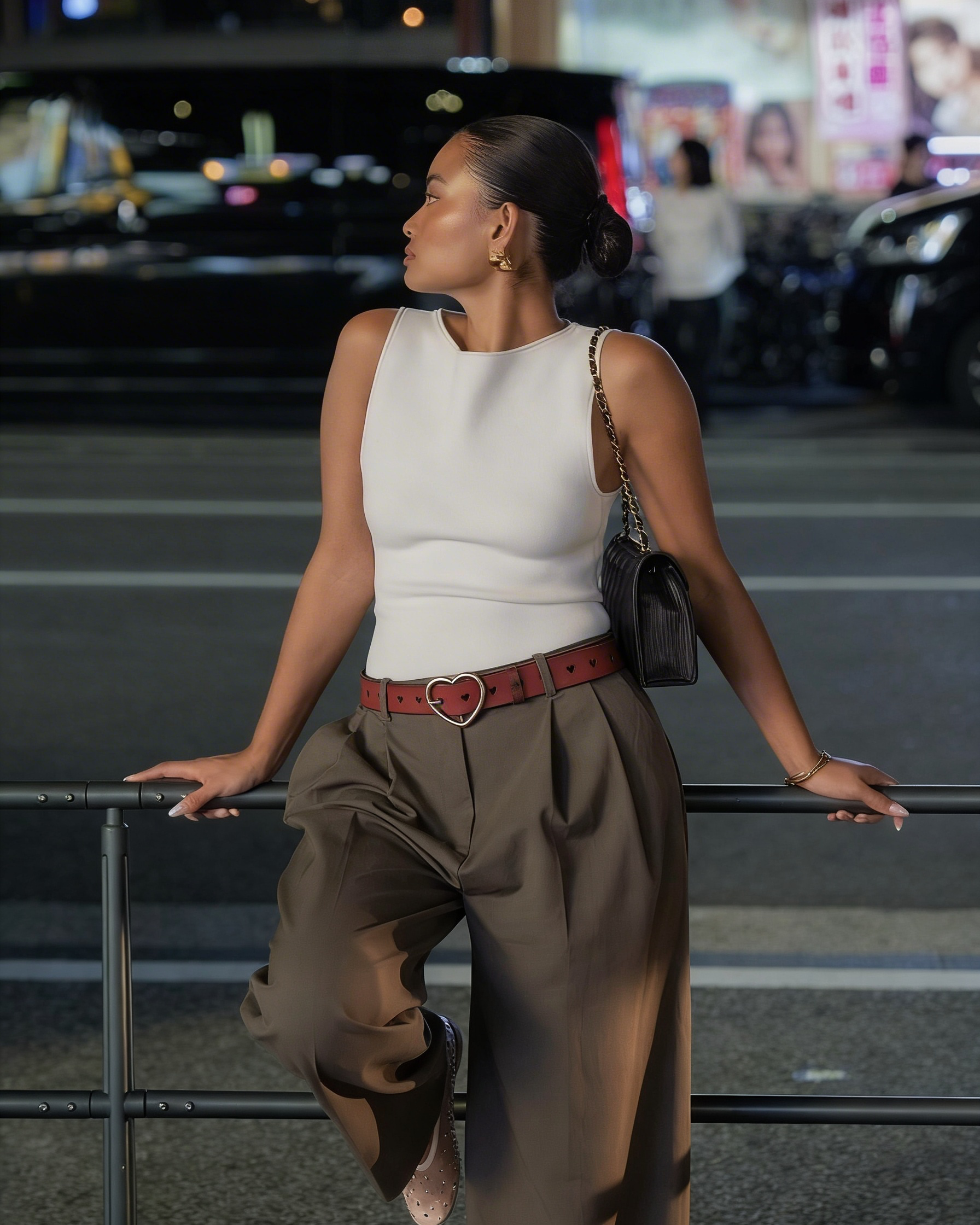 Crimson Charm Leather Belt